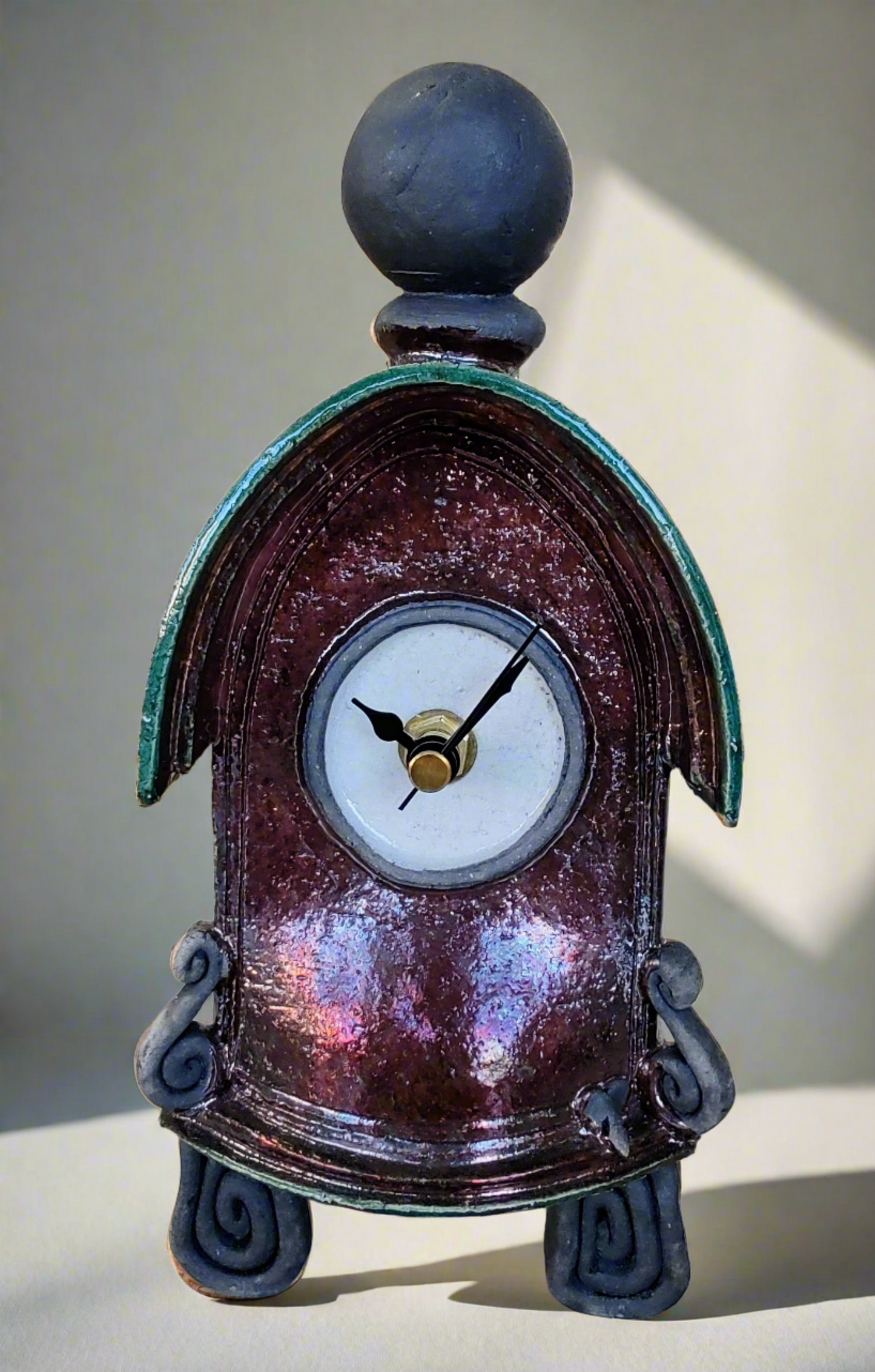 Stonesplitter- Small Dark Green Raku Clock