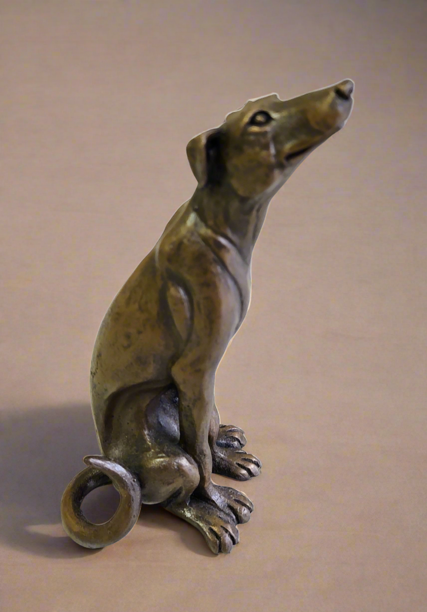 Pippa Hill- Lurcher sitting,Bronze Resin Sculpture