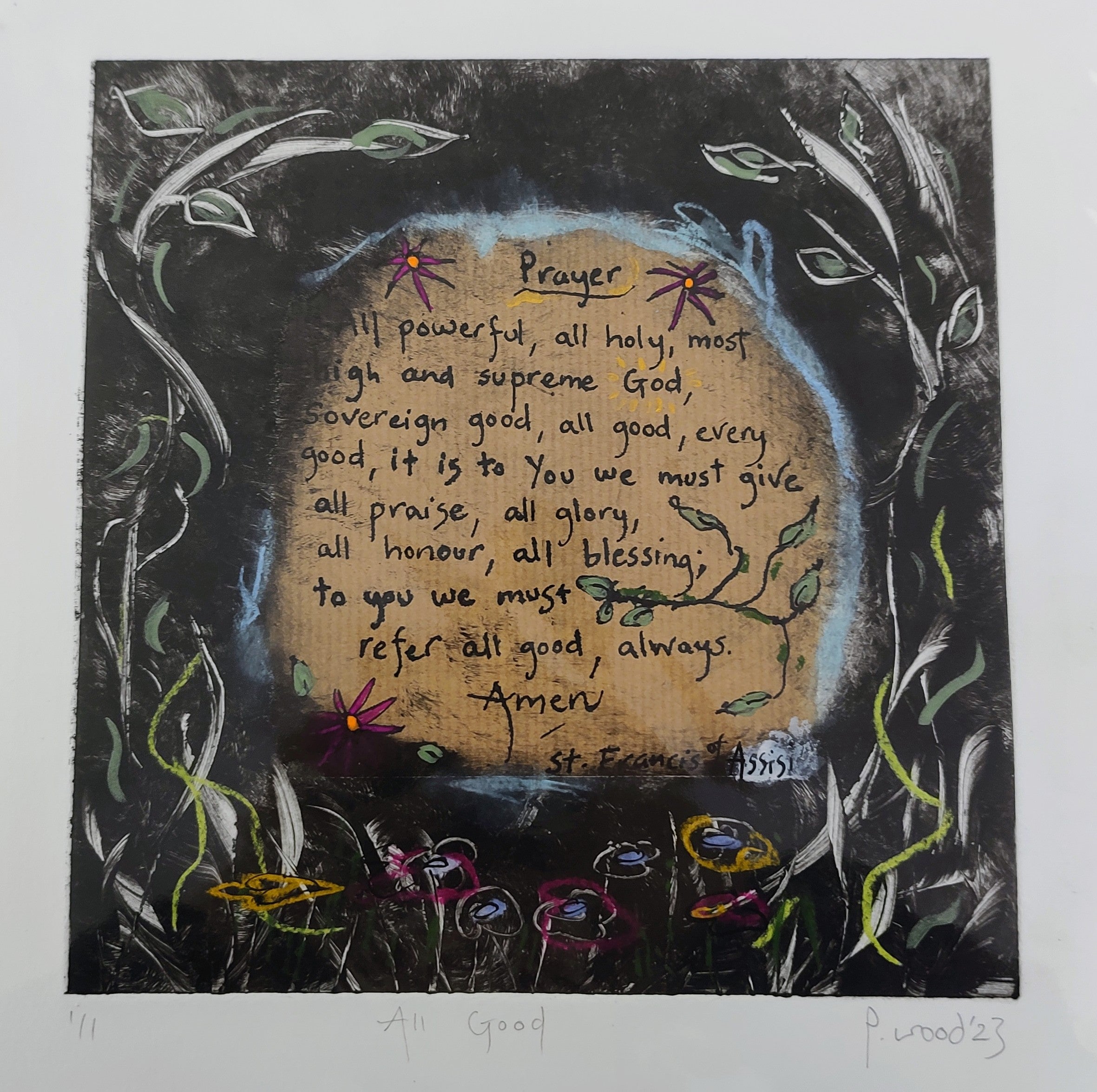 Pauline Wood- All Good, Hand Coloured Monotype - Primrose Gallery and Framing 
