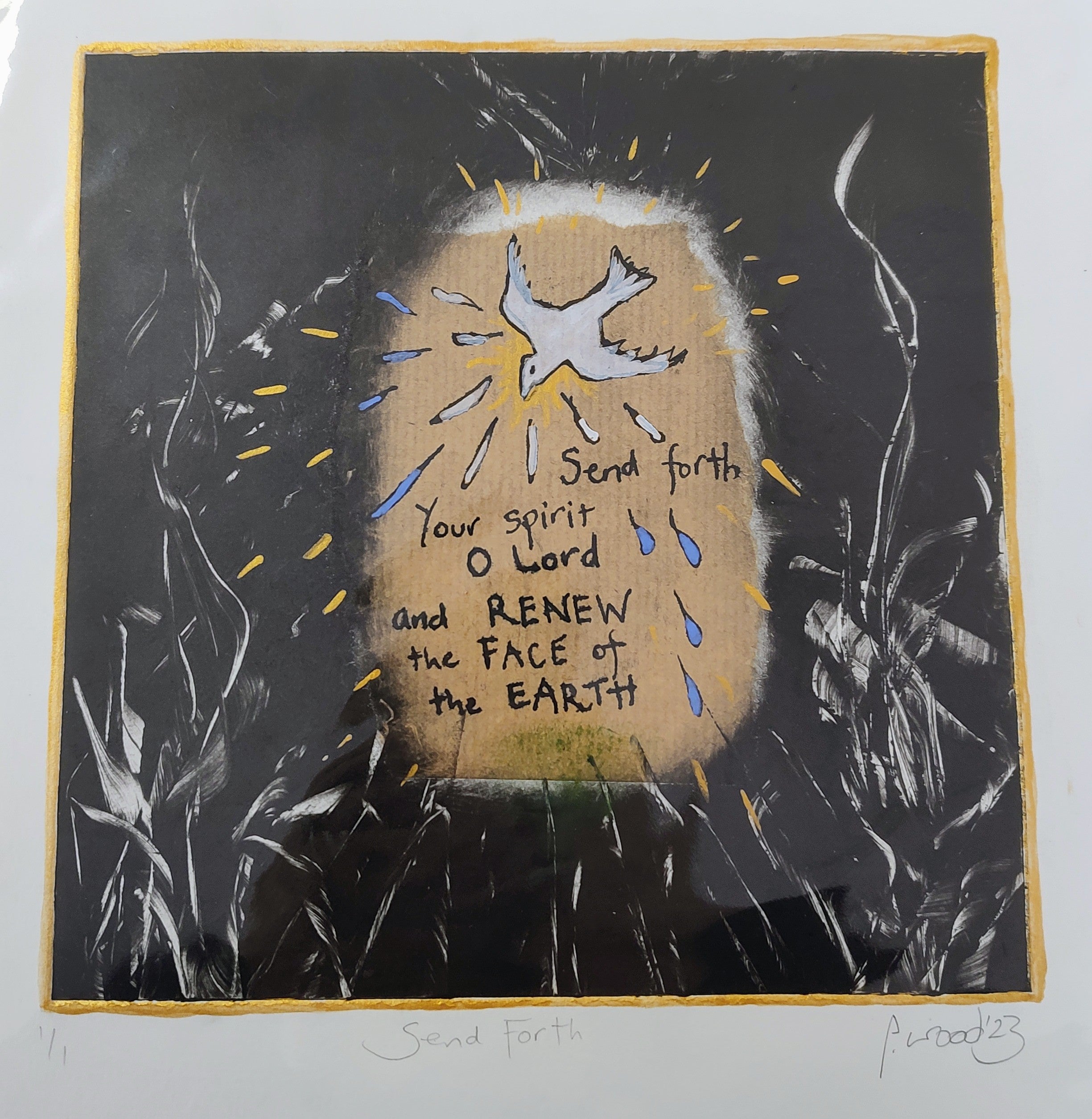 Pauline Wood- Send Forth, Hand Coloured Monotype - Primrose Gallery and Framing 