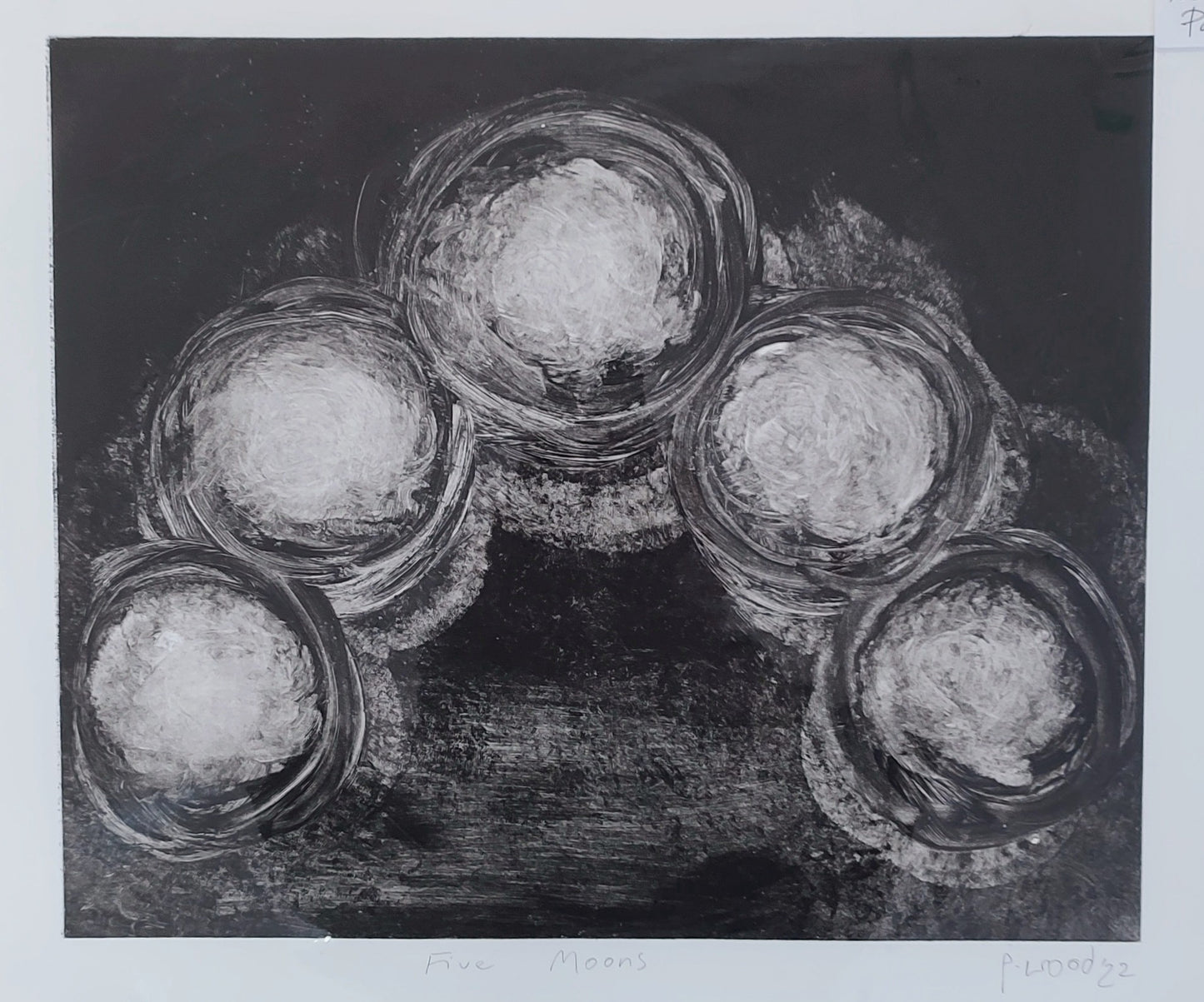 Pauline Wood- Five Moons, Original Monotype