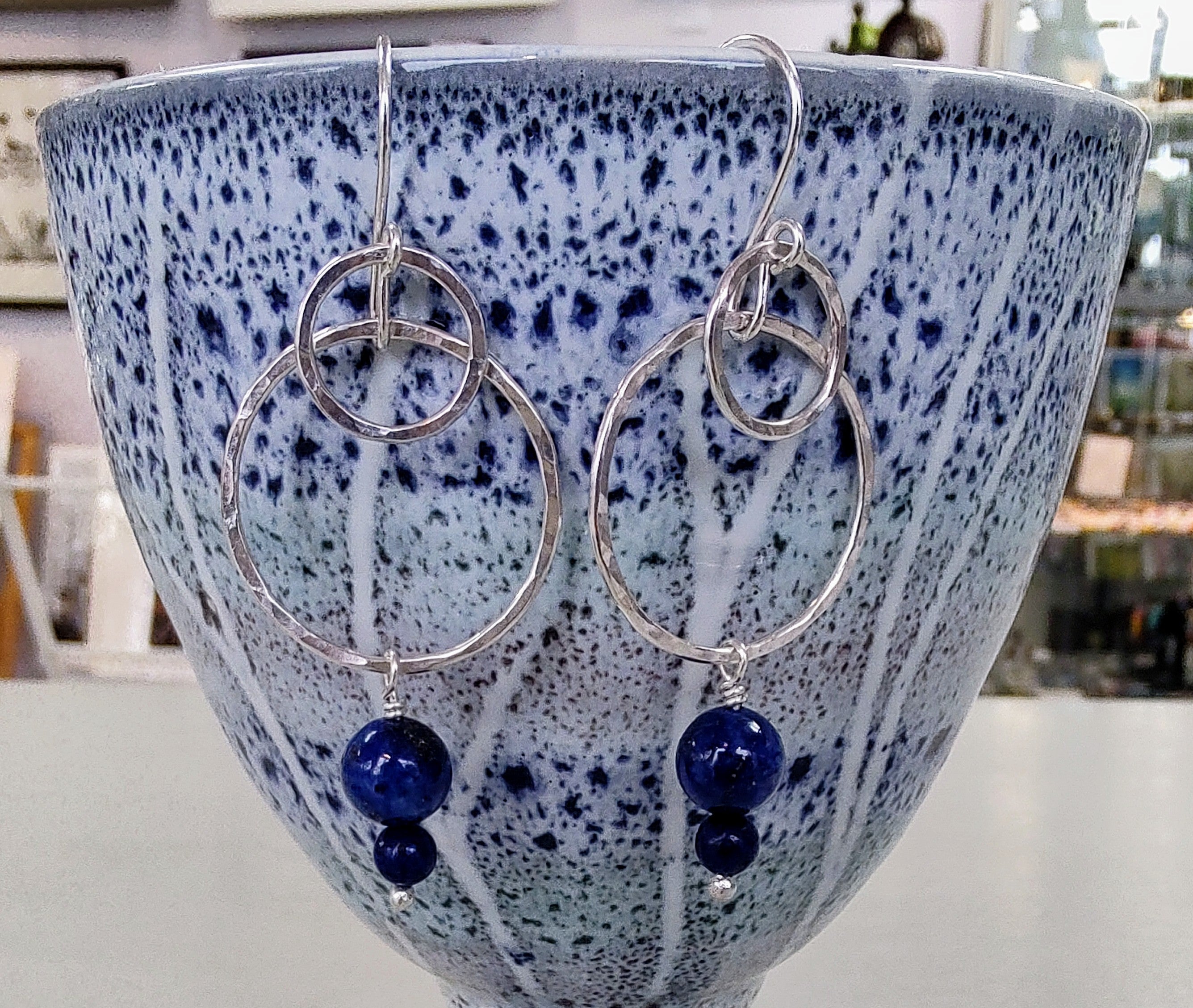 Zoe Ruth- Silver and Lapis Lazuli Earrings - Primrose Gallery and Framing 