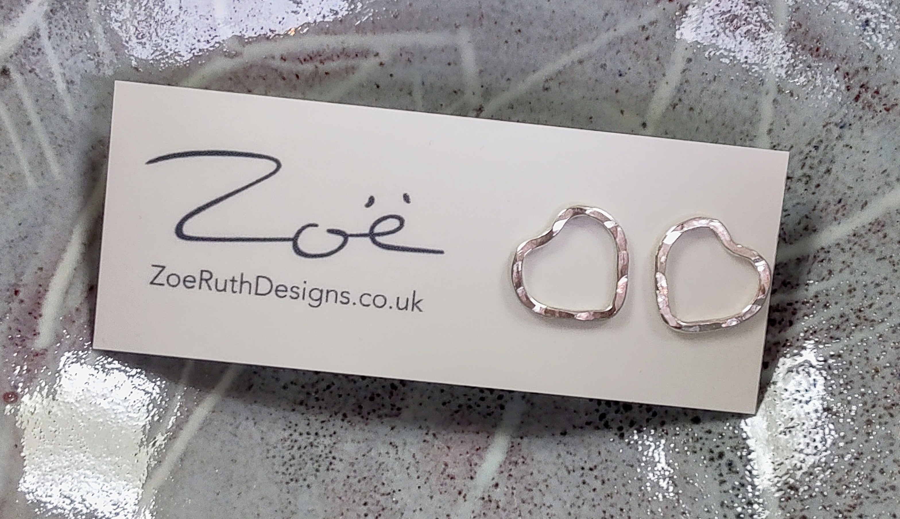 Zoe Ruth- Silver Open Heart Studs - Primrose Gallery and Framing 