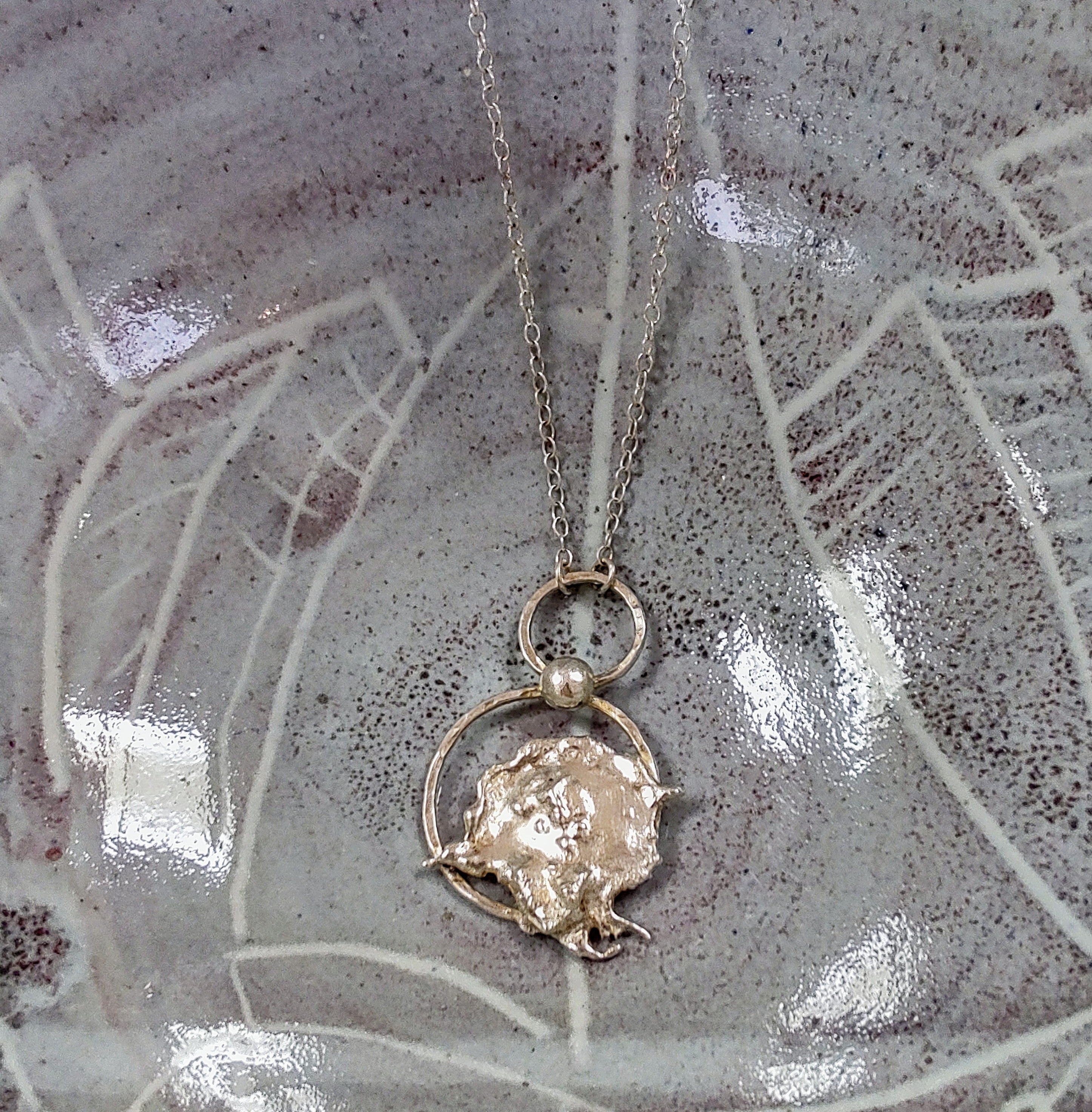 Zoe Ruth- Silver Open Circle Large Splat Necklace - Primrose Gallery and Framing 