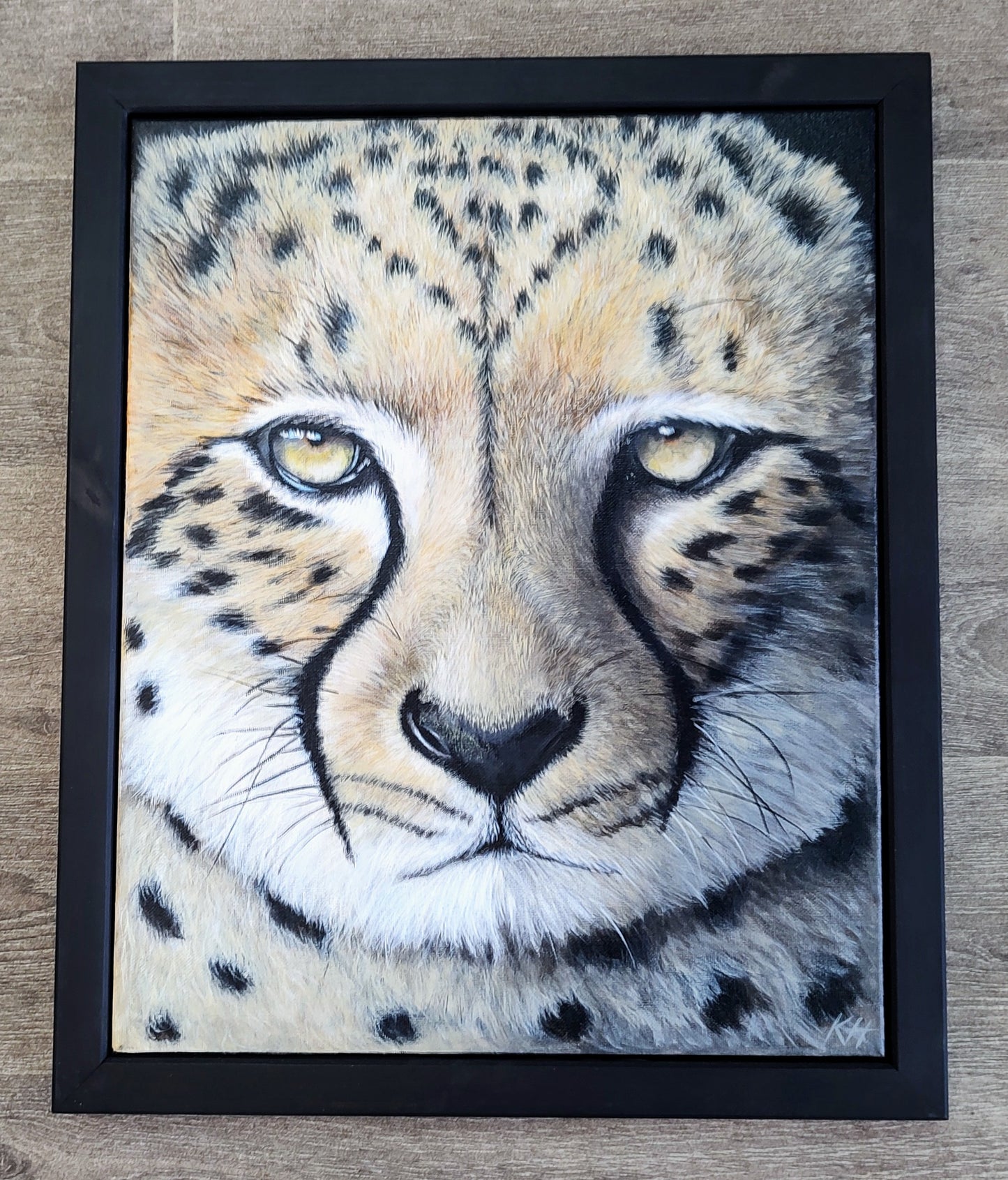Keiran Hodge- Focus, Original Framed Acrylic on Canvas of a Cheetah