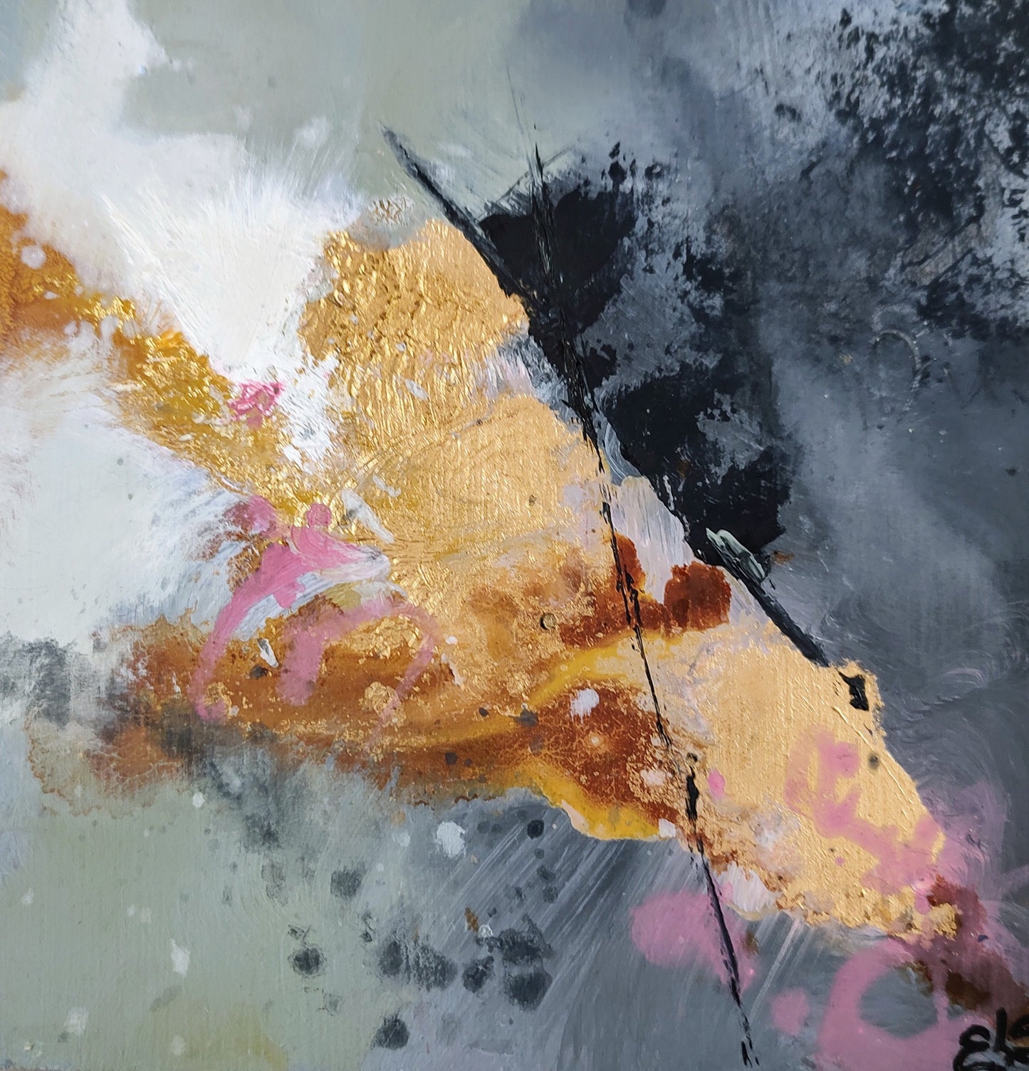 Emma Saul- Abstract I, Mini Original Oil and Mixed Media on Board