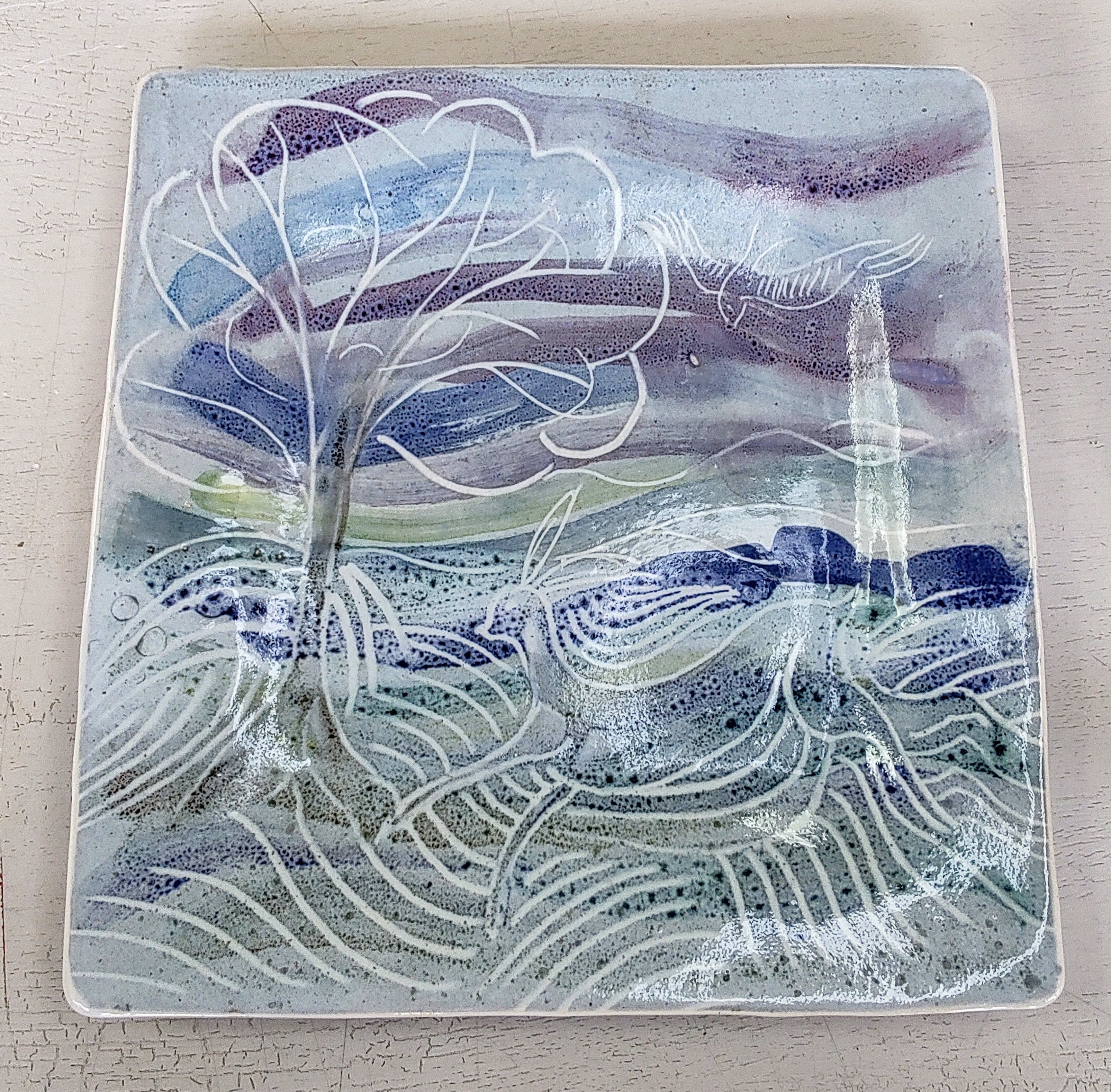 Rob Bibby - Square Plate, Hand Made Ceramic - Primrose Gallery and Framing 