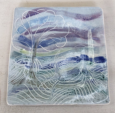 Rob Bibby - Square Plate, Hand Made Ceramic - Primrose Gallery and Framing 