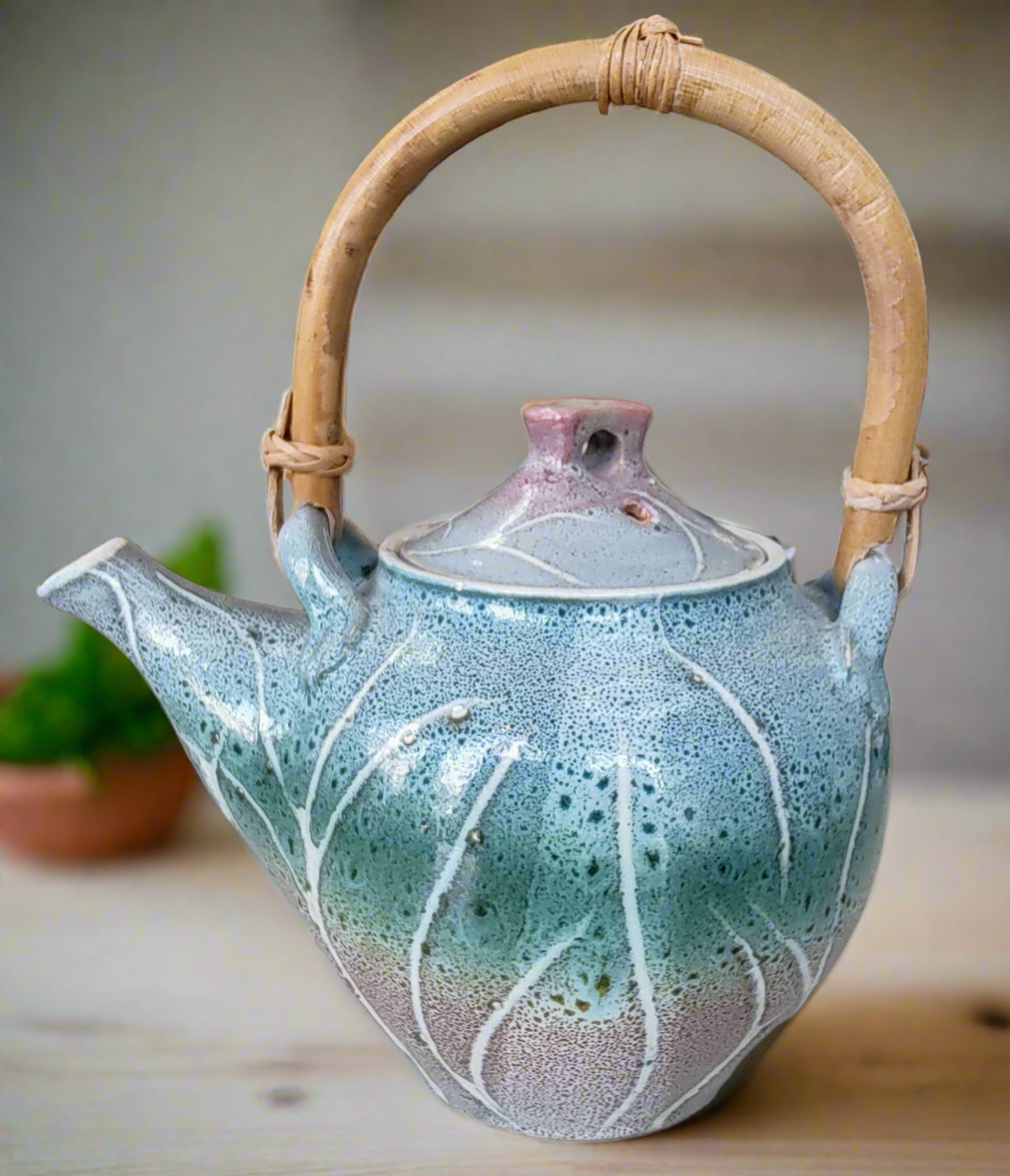 Rob Bibby - Teapot with Bamboo Handle. Ceramic Hand Made Teapot