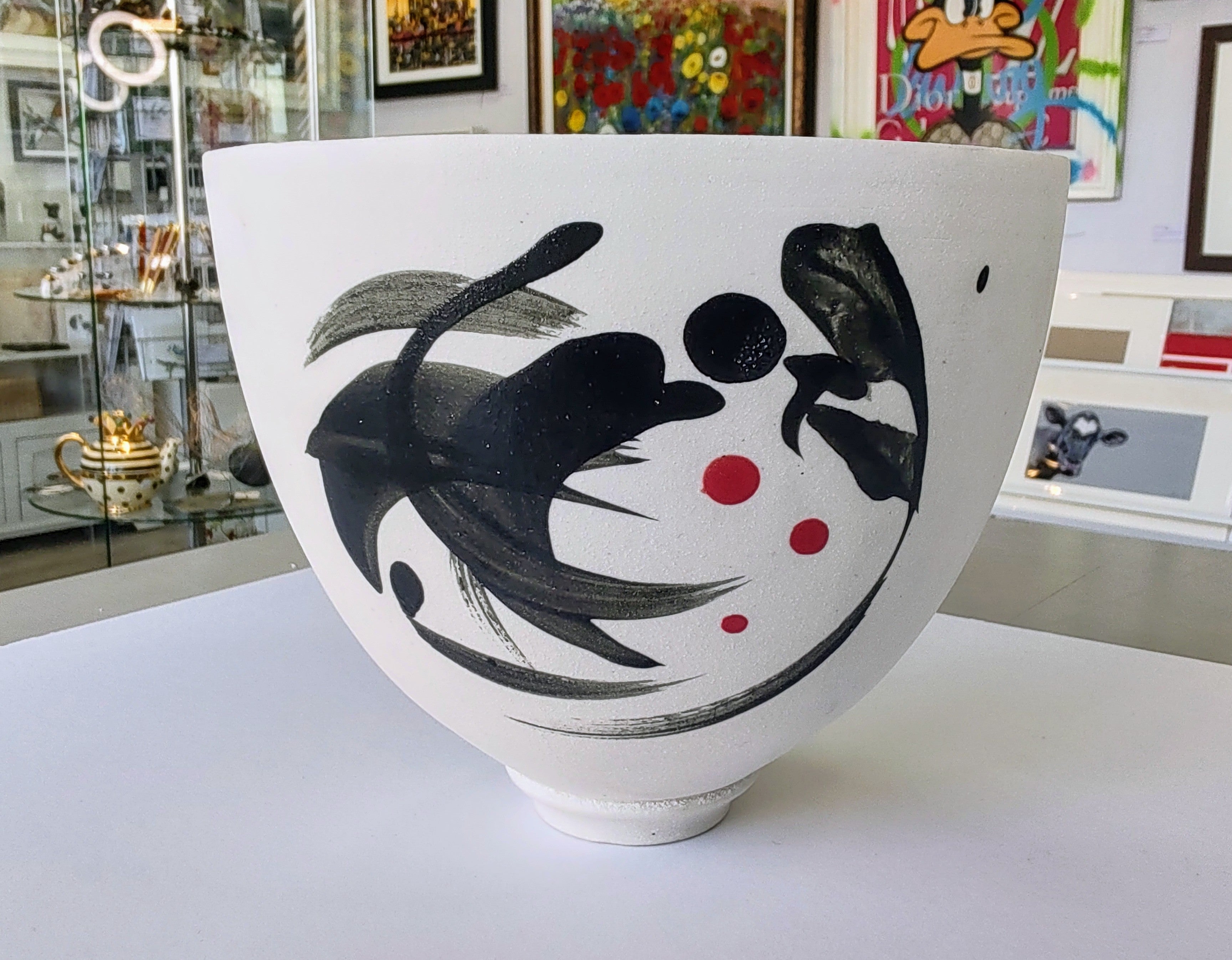 Nigel Gossage, Black Rose Ceramics- Bisque Porcelain Bowl, Hand made Ceramic - Primrose Gallery and Framing 