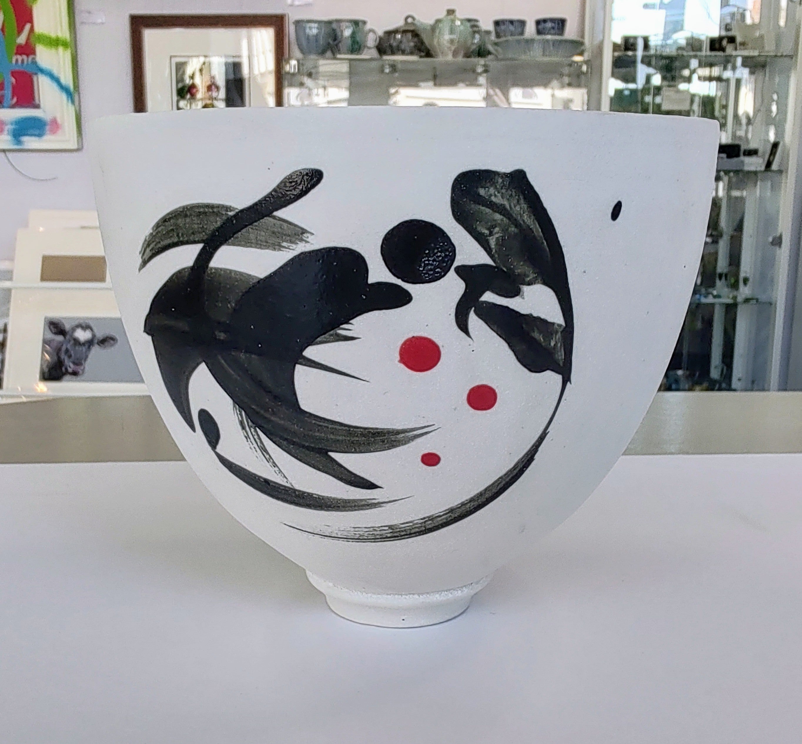 Nigel Gossage, Black Rose Ceramics- Bisque Porcelain Bowl, Hand made Ceramic - Primrose Gallery and Framing 
