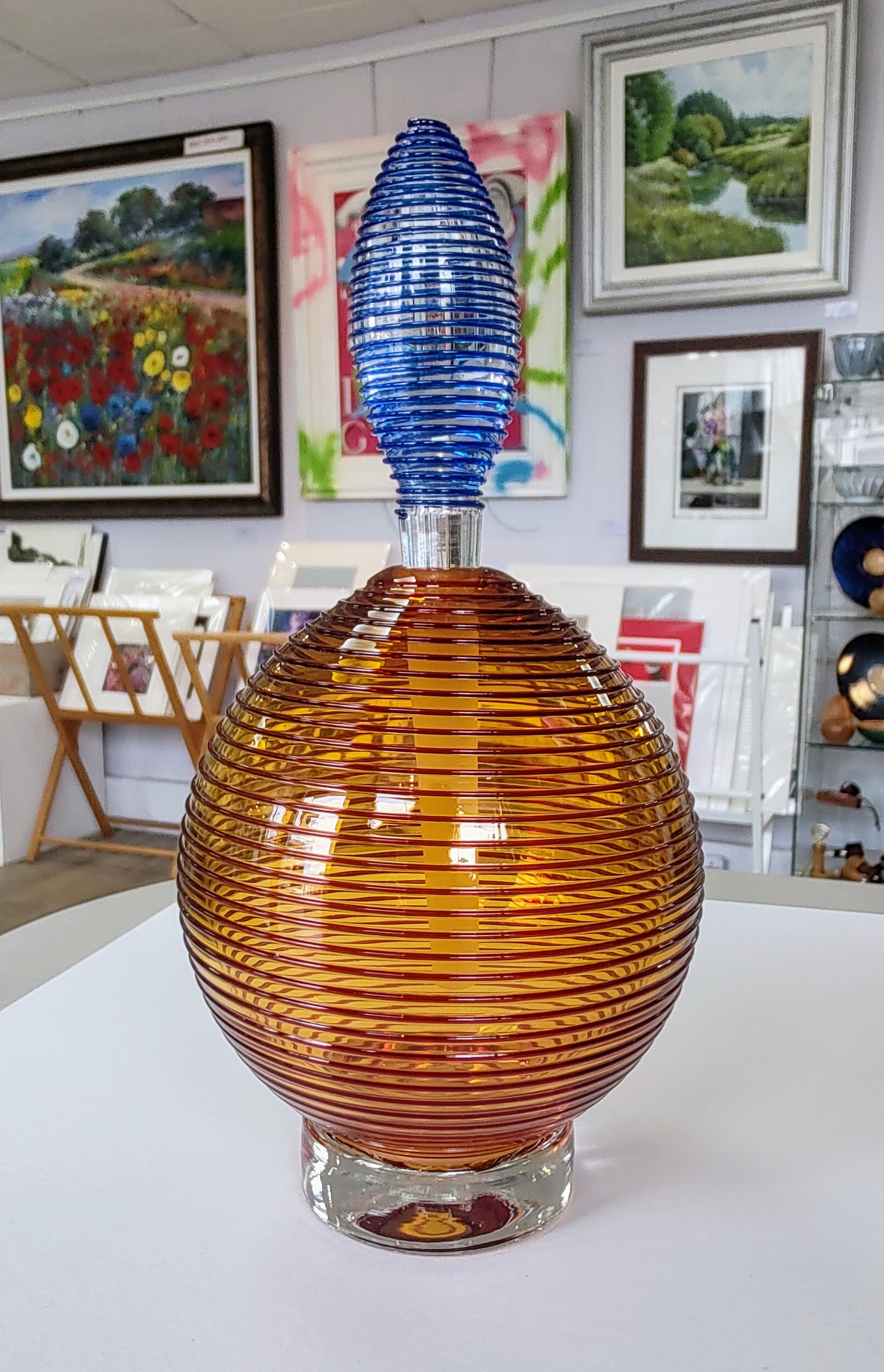 Bob Crooks- Hand Blown British Spiral Glass Scent/Perfume Bottle - Primrose Gallery and Framing 