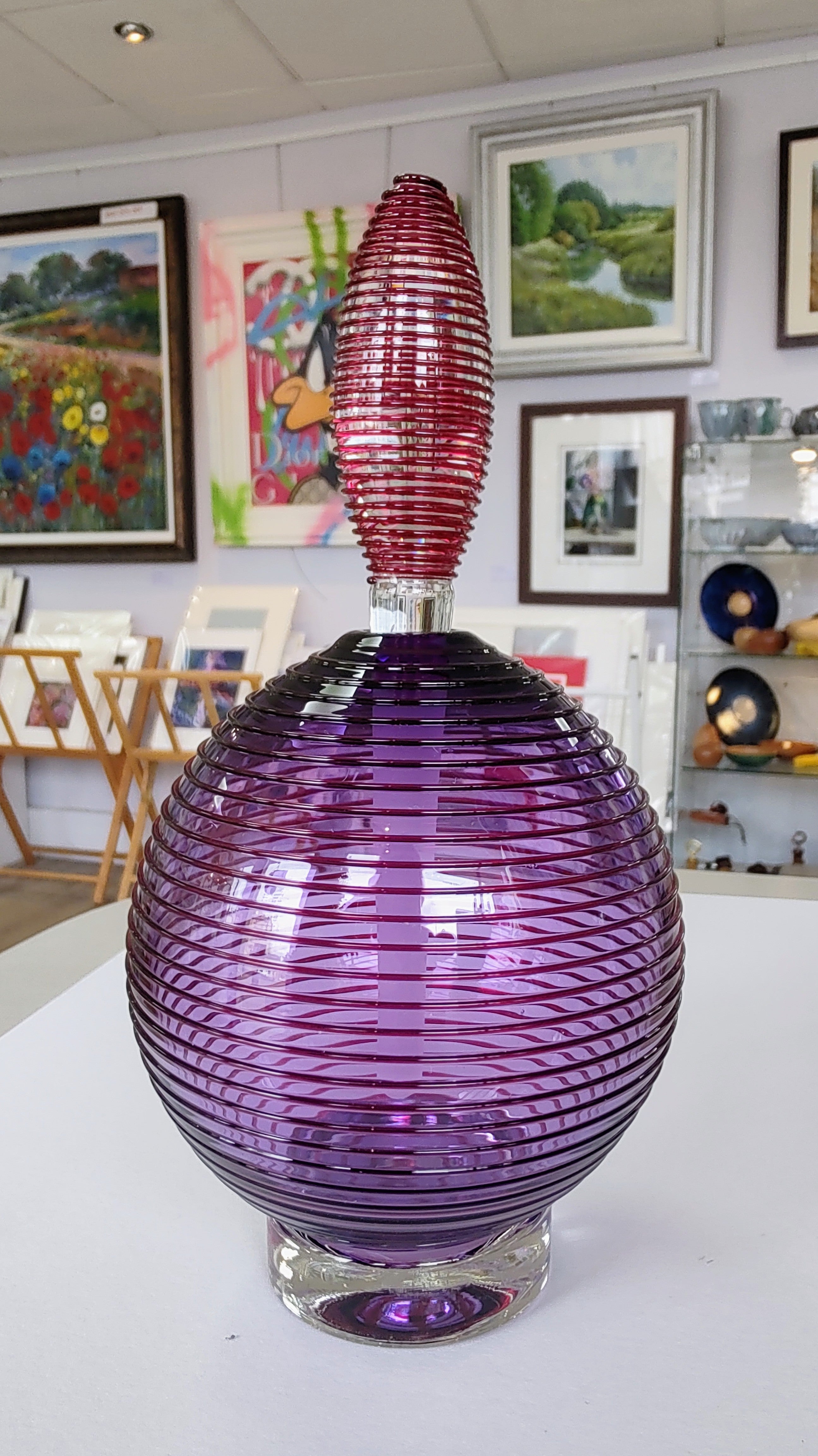 Bob Crooks- Hand Blown British Spiral Glass Scent/Perfume Bottle - Primrose Gallery and Framing 