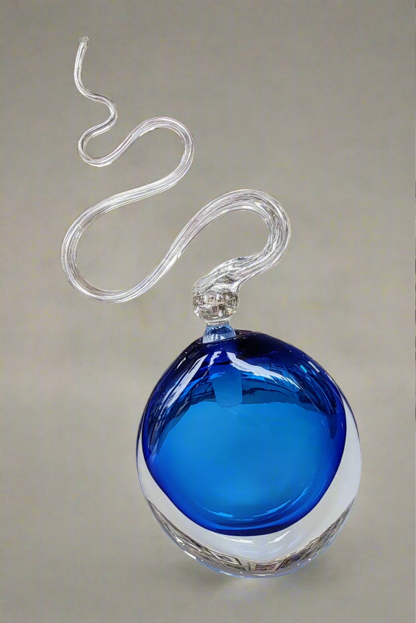 Bob Crooks- Hand blown Glass Wave Bottle, Blue