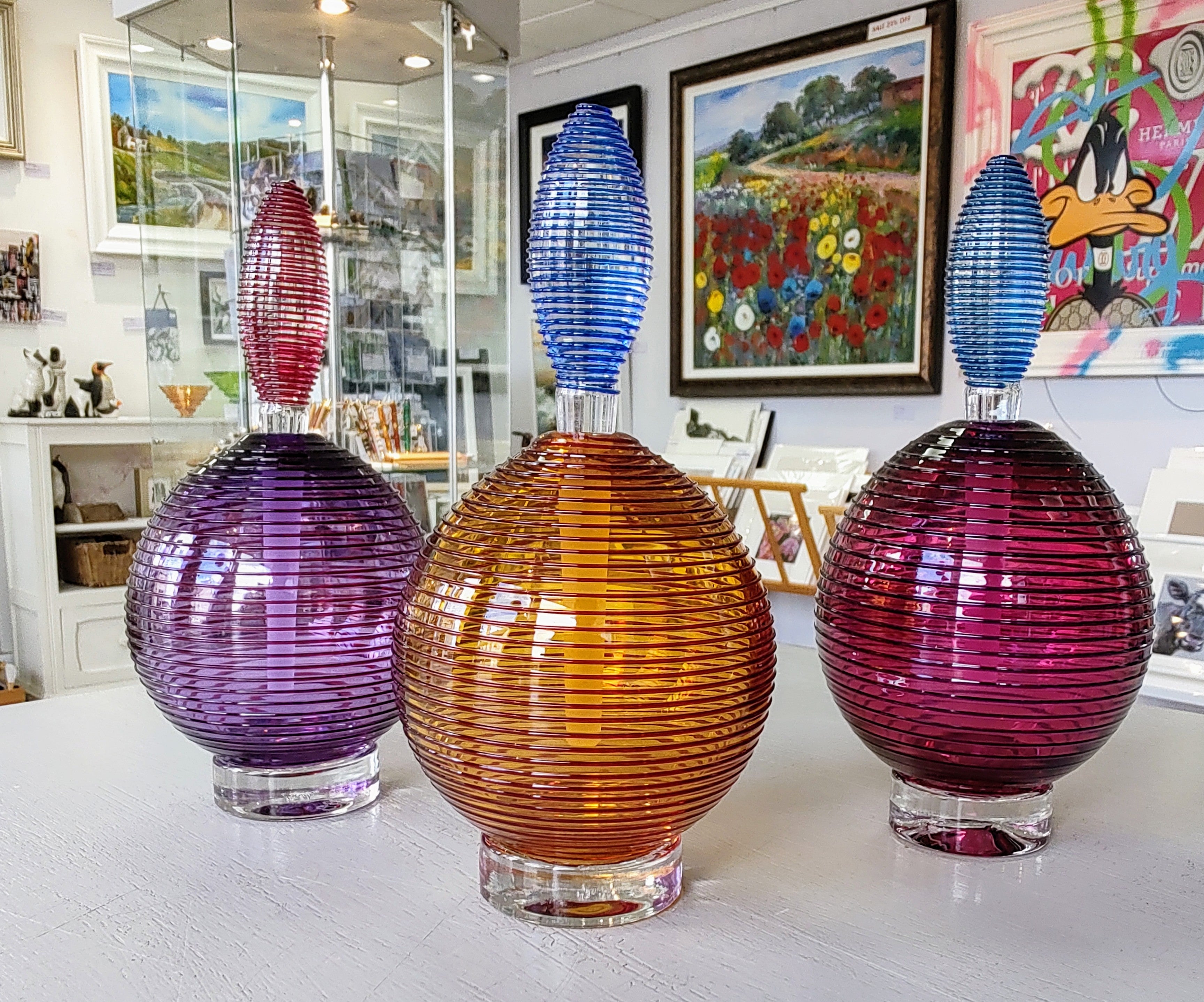 Bob Crooks- Hand Blown British Spiral Glass Scent/Perfume Bottle - Primrose Gallery and Framing 