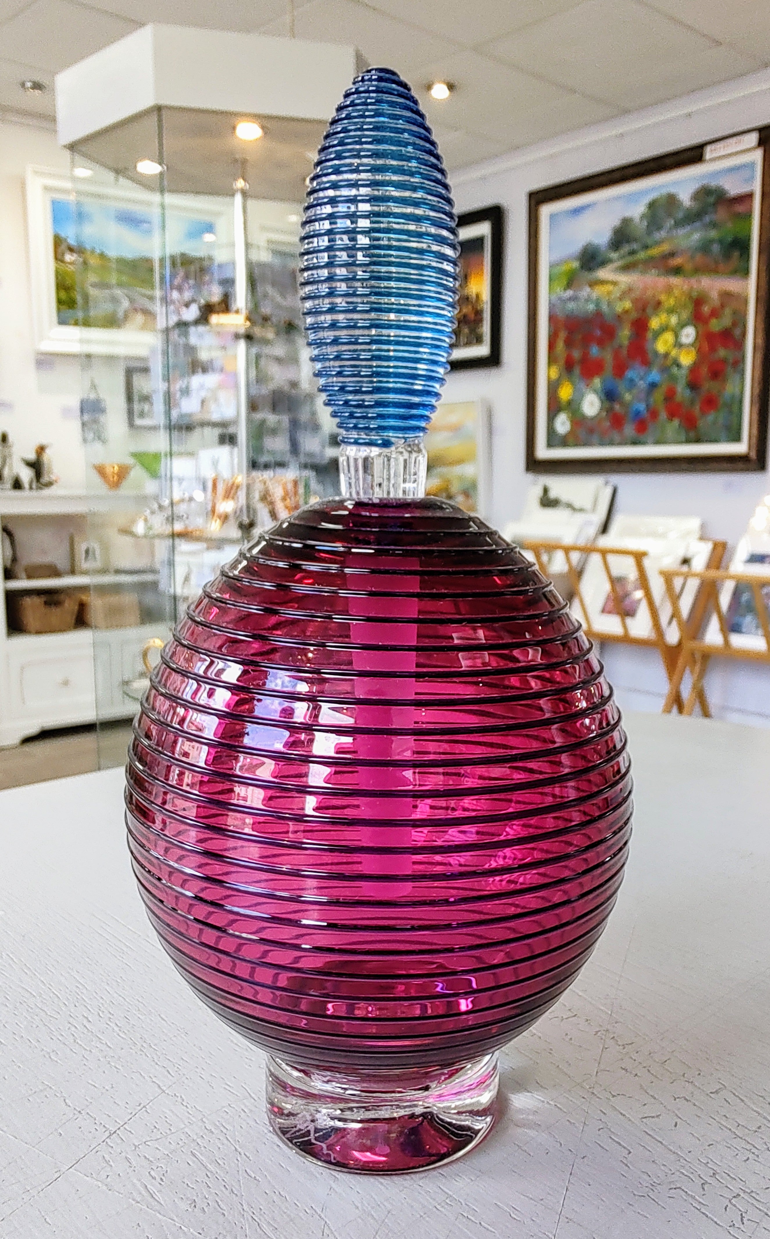 Bob Crooks- Hand Blown British Spiral Glass Scent/Perfume Bottle - Primrose Gallery and Framing 