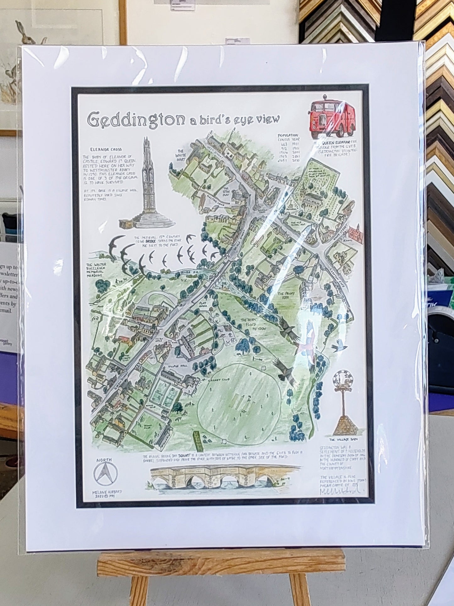 Melanie Hubbard - Geddington illustrated Map, Limited Edition Print