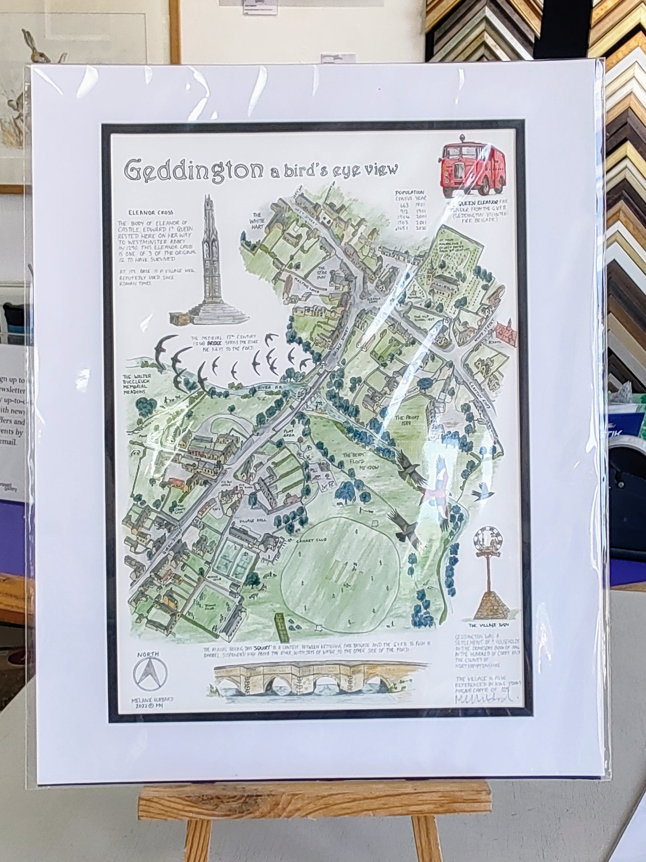 Melanie Hubbard - Geddington illustrated Map, Limited Edition Print - Primrose Gallery and Framing 