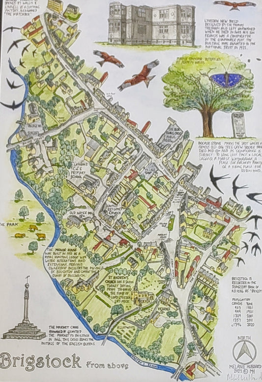 Melanie Hubbard - Brigstock illustrated Map, Limited Edition Print