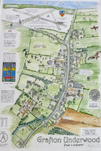 Melanie Hubbard - Grafton Underwood illustrated Map, Limited Edition Print - Primrose Gallery and Framing 