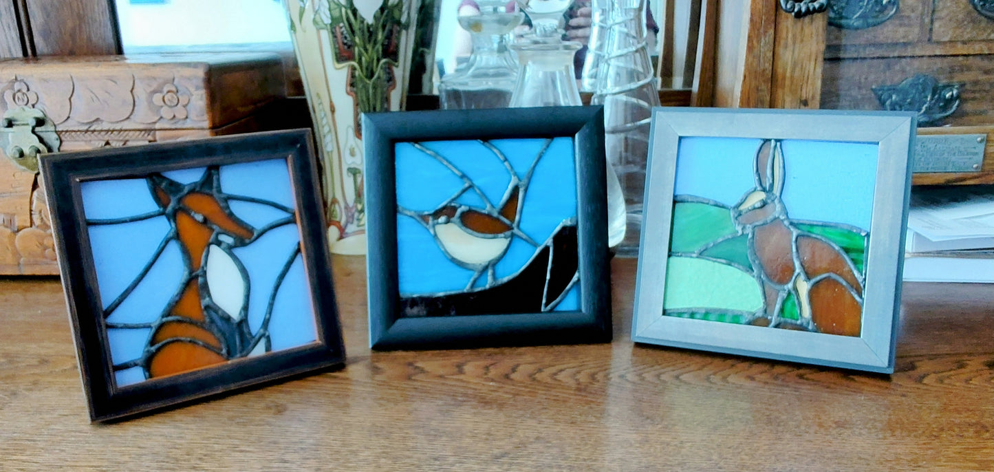 Pictures In Glass- Kinglet, Framed Stained Glass Picture