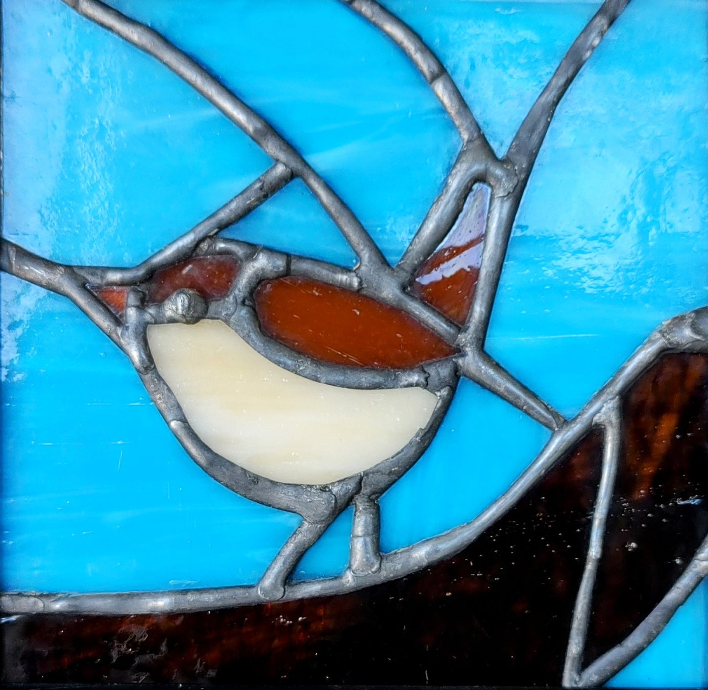 Pictures In Glass- Kinglet, Framed Stained Glass Picture