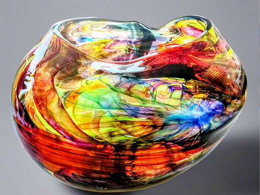 Bob Crooks-Parakeet, Unique Hand Blown British Glass Bowl