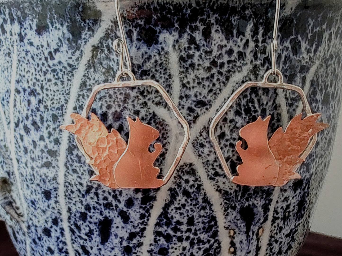 Zoe Ruth- Silver and Copper Squirrel Earrings