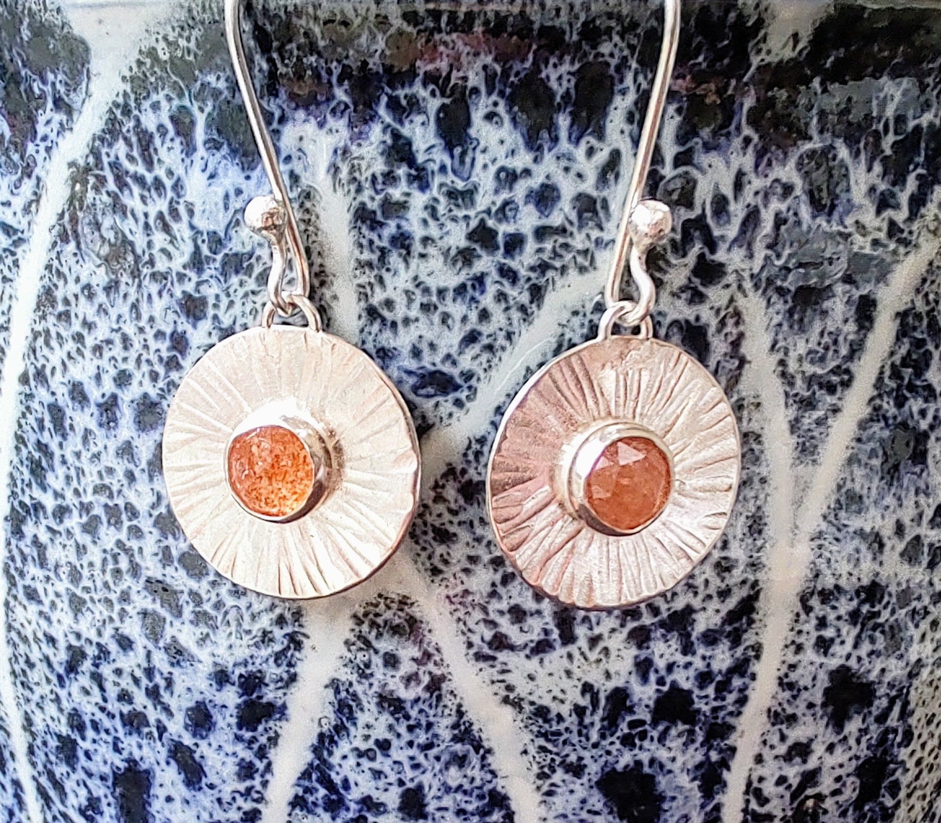 Zoe Ruth- Silver and Sunstone Ray of Light Earrings - Primrose Gallery and Framing 