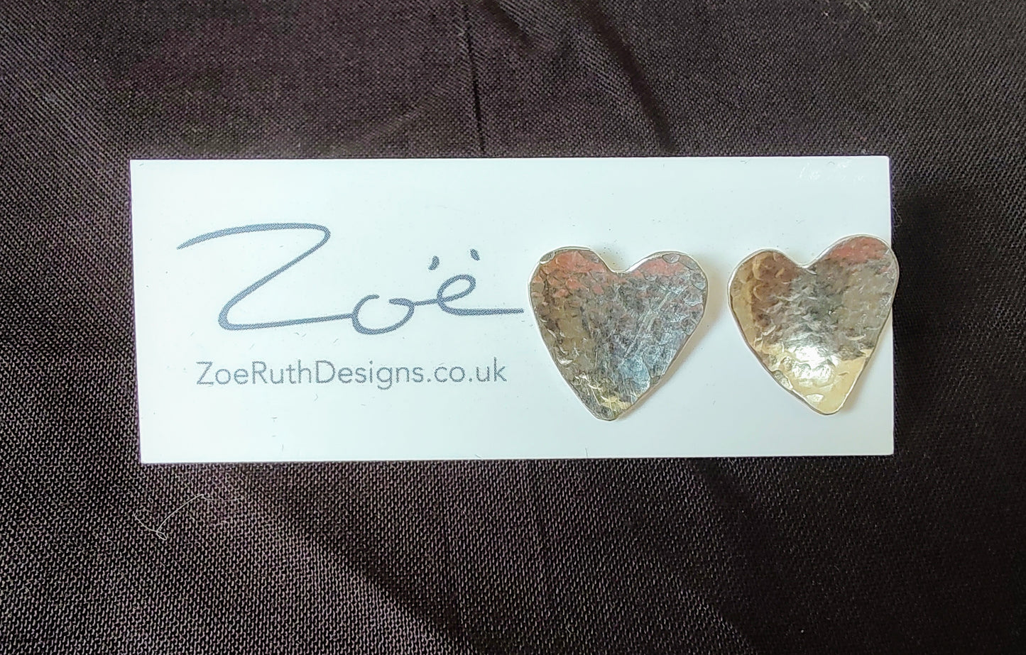 Zoe Ruth- Silver Hammered Large Heart Studs