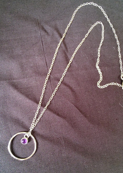 Zoe Ruth- Silver Open Circle and Amethyst Necklace - Primrose Gallery and Framing 
