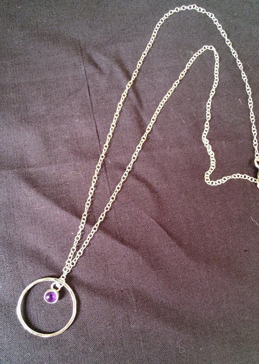 Zoe Ruth- Silver Open Circle and Amethyst Necklace