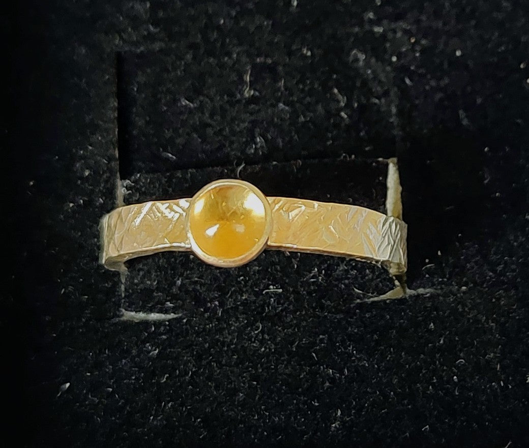 Zoe Ruth- Silver Wide Hammered Citrine Ring size O - Primrose Gallery and Framing 