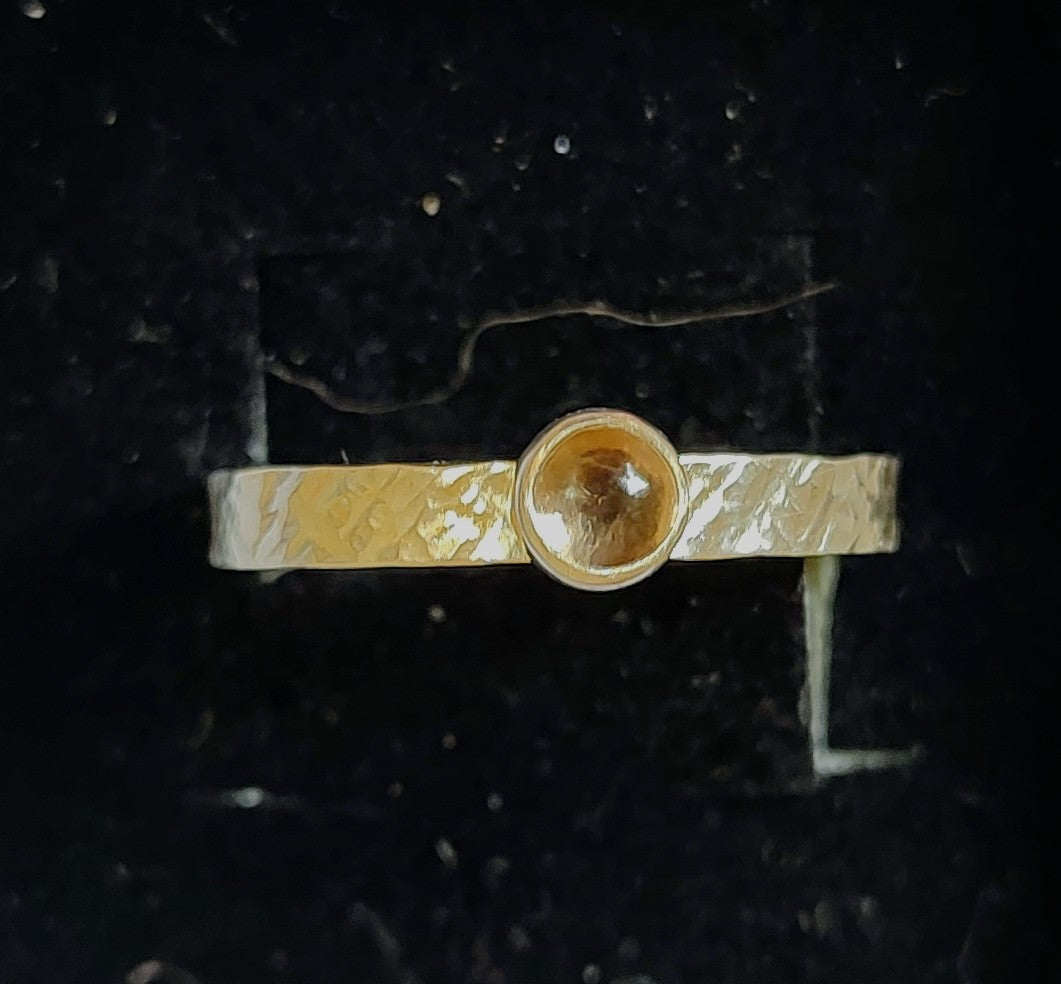Zoe Ruth- Silver Wide Hammered Smokey Quartz Ring size U.5 - Primrose Gallery and Framing 