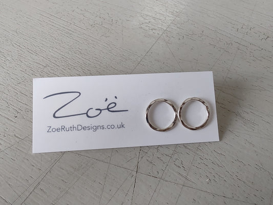 Zoe Ruth- Open Circle Silver Hammered Stud