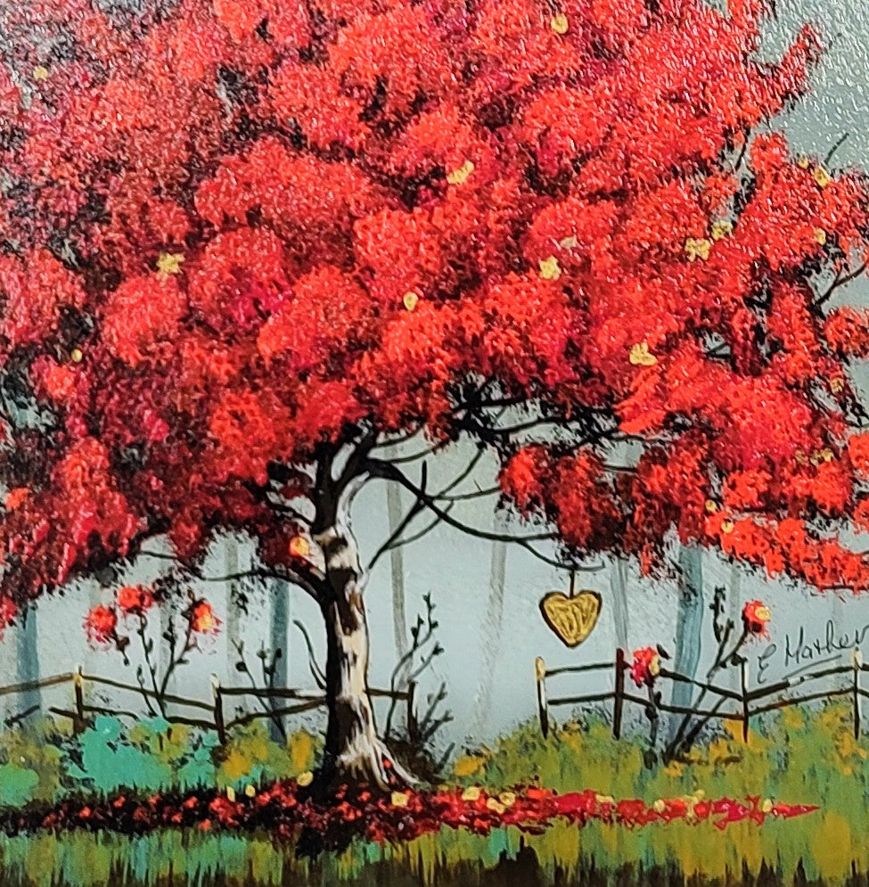 Elaine Mather- Valentine Tree., Original Framed Acrylic on Board