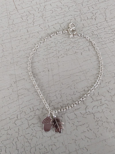Zoe Ruth- Silver Acorn and Leaf Bracelet 19cms - Primrose Gallery and Framing 