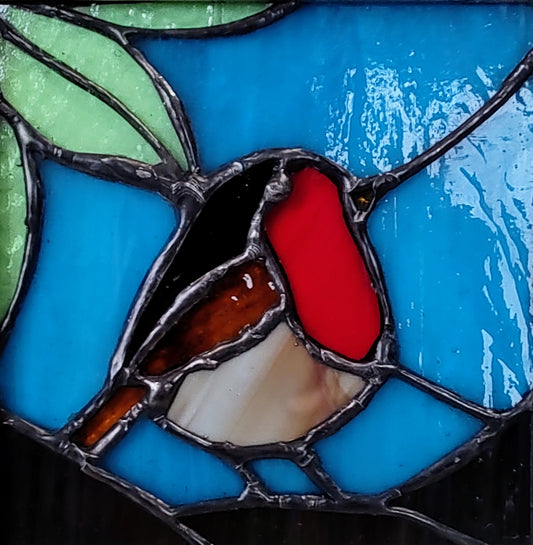 Pictures In Glass- A Merry Little Fella', Framed Stained Glass Picture