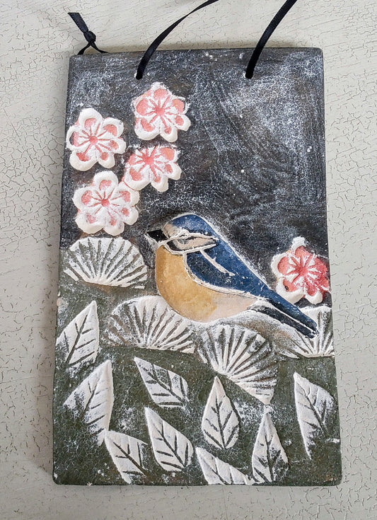 Dawn Isaac - Ceramic Wall Tile Plaque 'Blue Tit'