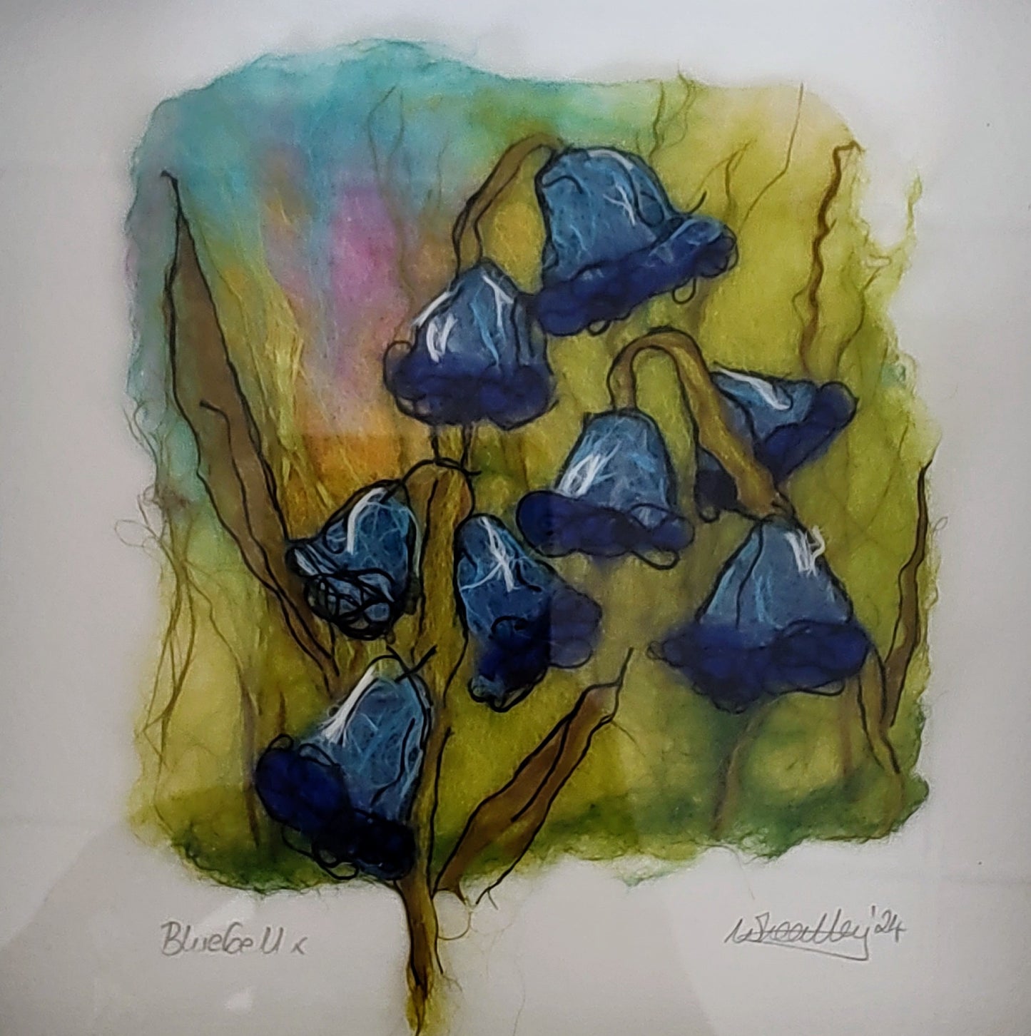 Nikki Wheatly, Little Eccentrics- Bluebell Original Framed Felted Picture