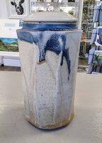 Richard Gibson- Coastal Storage Jar- Blue and Sand, Ceramic Lidded Jar - Primrose Gallery and Framing 