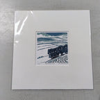 Sorrell Kinley- Downland Snow, Mounted 3 Colour Lino Print - Primrose Gallery and Framing 