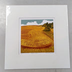 Sorrell Kinley- Autumn Stubble, Mounted 5 Colour Lino Print - Primrose Gallery and Framing 
