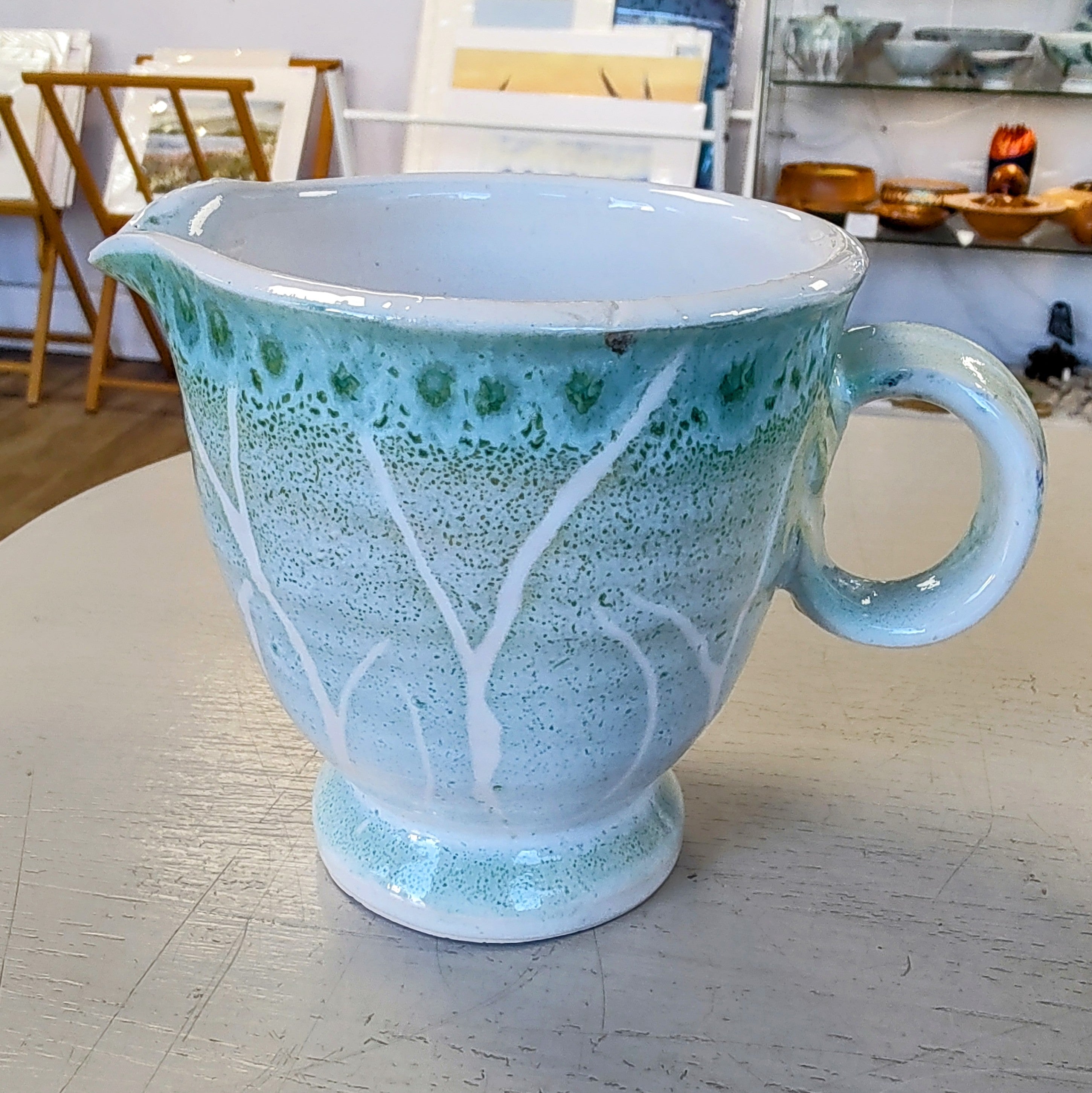 Rob Bibby- Milk Jug. Ceramic Hand Made Jug, Small Green - Primrose Gallery and Framing 