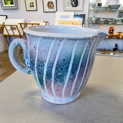 Rob Bibby- Milk Jug. Ceramic Hand Made Jug, Large stripes - Primrose Gallery and Framing 