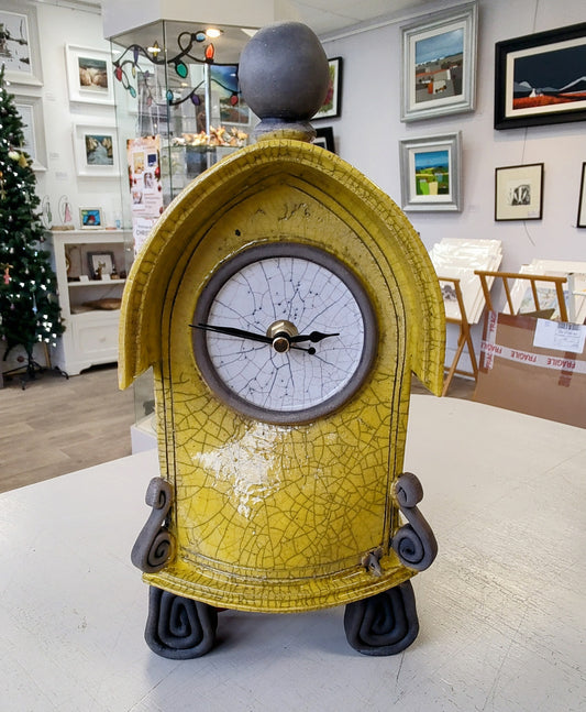 Stonesplitter- Medium Yellow Raku Clock