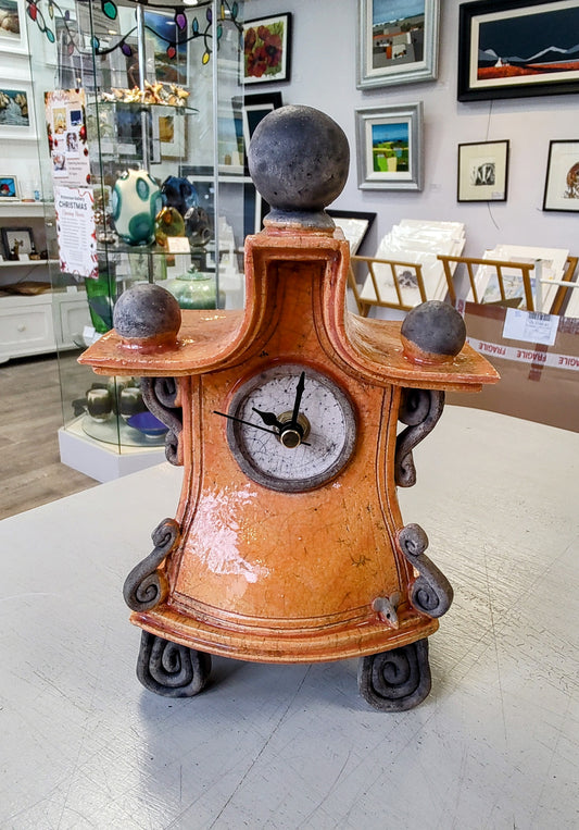 Stonesplitter- Small Orange Raku Clock