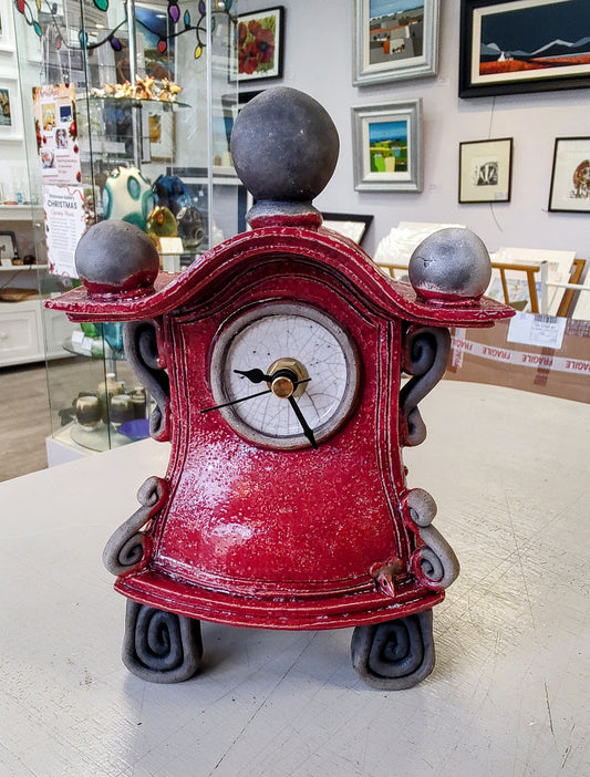 Stonesplitter- Small Red Raku Clock