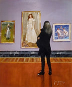 John Haskins art - 'The Woman in White', Original Oil on Board, Framed - Primrose Gallery and Framing 