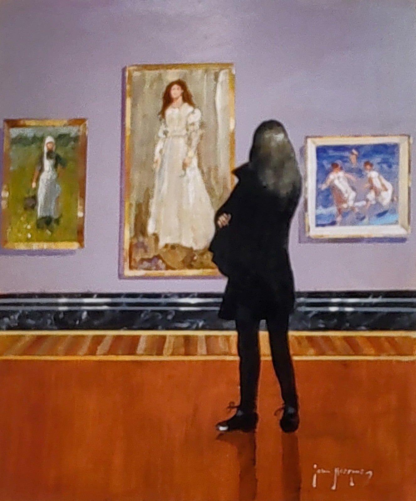 John Haskins art - 'The Woman in White', Original Oil on Board, Framed - Primrose Gallery and Framing 
